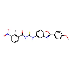 N-[[2-(4-methoxyphenyl)-1,3-benzoxazol-5-yl]carbamothioyl]-2-methyl-3-nitrobenzamide structure