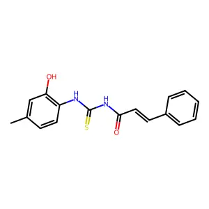 (E)-N-[(2-hydroxy-4-methylphenyl)carbamothioyl]-3-phenylprop-2-enamide structure