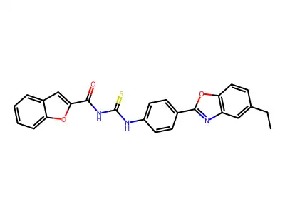 N-[[4-(5-ethyl-1,3-benzoxazol-2-yl)phenyl]carbamothioyl]-1-benzofuran-2-carboxamide structure