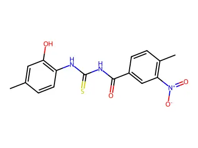 N-[(2-hydroxy-4-methylphenyl)carbamothioyl]-4-methyl-3-nitrobenzamide structure