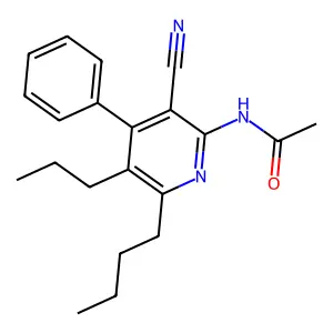 N-(6-butyl-3-cyano-4-phenyl-5-propylpyridin-2-yl)acetamide structure