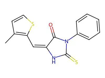 (5E)-2-mercapto-5-[(3-methyl-2-thienyl)methylene]-3-phenyl-3,5-dihydro-4H-imidazol-4-one structure