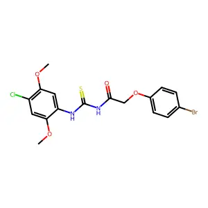2-(4-bromophenoxy)-N-[(4-chloro-2,5-dimethoxyphenyl)carbamothioyl]acetamide structure