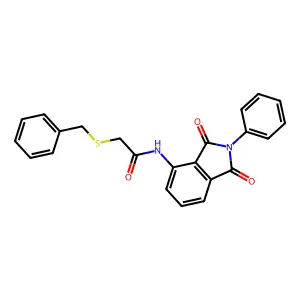 2-benzylsulfanyl-N-(1,3-dioxo-2-phenylisoindol-4-yl)acetamide structure