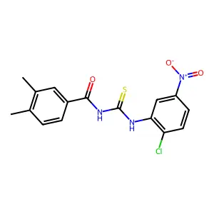 N-{2-chloro-5-nitrophenyl}-N'-(3,4-dimethylbenzoyl)thiourea structure
