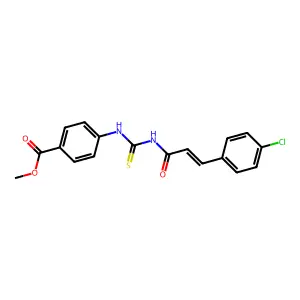 methyl 4-({[(2E)-3-(4-chlorophenyl)prop-2-enoyl]carbamothioyl}amino)benzoate structure