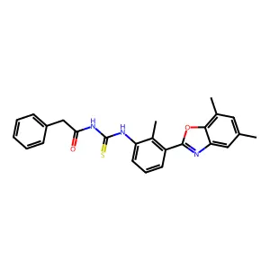 N-[[3-(5,7-dimethyl-1,3-benzoxazol-2-yl)-2-methylphenyl]carbamothioyl]-2-phenylacetamide structure