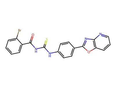 2-bromo-N-[[4-([1,3]oxazolo[4,5-b]pyridin-2-yl)phenyl]carbamothioyl]benzamide structure