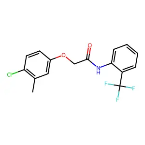 2-(4-chloro-3-methylphenoxy)-N-[2-(trifluoromethyl)phenyl]acetamide structure