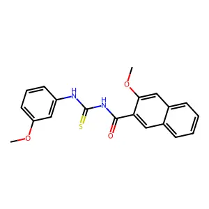 3-methoxy-N-[(3-methoxyphenyl)carbamothioyl]naphthalene-2-carboxamide structure