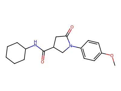 N-cyclohexyl-1-(4-methoxyphenyl)-5-oxopyrrolidine-3-carboxamide structure