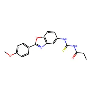 N-[[2-(4-methoxyphenyl)-1,3-benzoxazol-5-yl]carbamothioyl]propanamide structure