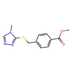 methyl 4-{[(4-methyl-4H-1,2,4-triazol-3-yl)sulfanyl]methyl}benzoate structure