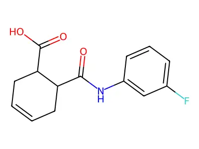 6-[(3-Fluorophenyl)carbamoyl]cyclohex-3-ene-1-carboxylic acid structure