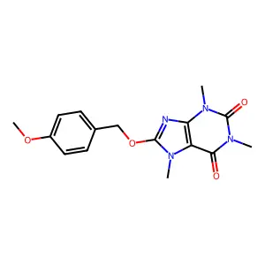 8-[(4-methoxybenzyl)oxy]-1,3,7-trimethyl-3,7-dihydro-1H-purine-2,6-dione structure
