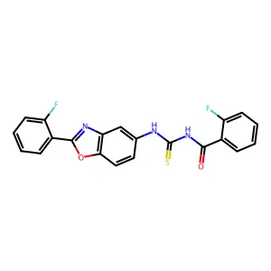 2-fluoro-N-[[2-(2-fluorophenyl)-1,3-benzoxazol-5-yl]carbamothioyl]benzamide structure