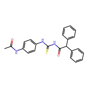 N-[(4-acetamidophenyl)carbamothioyl]-2,2-diphenylacetamide structure