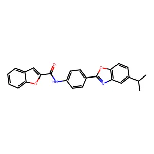 N-{4-[5-(propan-2-yl)-1,3-benzoxazol-2-yl]phenyl}-1-benzofuran-2-carboxamide structure