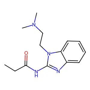 N-[1-[2-(dimethylamino)ethyl]benzimidazol-2-yl]propanamide structure