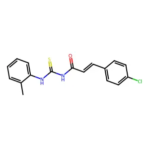 (E)-3-(4-chlorophenyl)-N-[(2-methylphenyl)carbamothioyl]prop-2-enamide structure