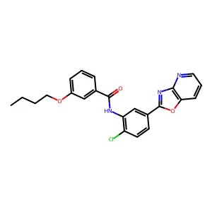 3-butoxy-N-[2-chloro-5-([1,3]oxazolo[4,5-b]pyridin-2-yl)phenyl]benzamide structure