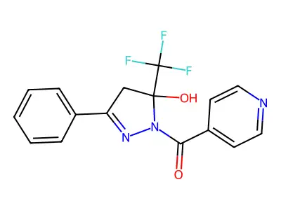 3-Phenyl-1-(4-pyridylcarbonyl)-5-(trifluoromethyl)-2-pyrazoline-5-ol structure