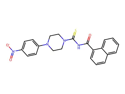 N-[4-(4-nitrophenyl)piperazine-1-carbothioyl]naphthalene-1-carboxamide structure