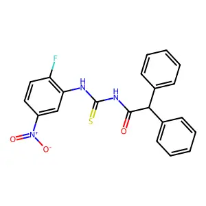 N-[(2-fluoro-5-nitrophenyl)carbamothioyl]-2,2-diphenylacetamide structure