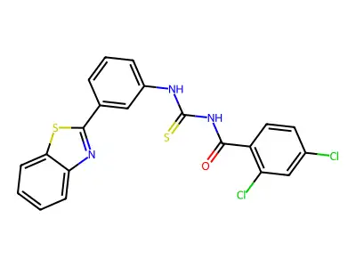 N-[[3-(1,3-benzothiazol-2-yl)phenyl]carbamothioyl]-2,4-dichlorobenzamide structure