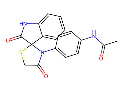 N-[4-(2',4-dioxospiro[1,3-thiazolidine-2,3'-1H-indole]-3-yl)phenyl]acetamide structure