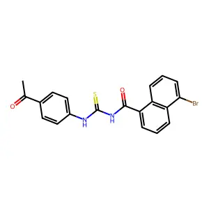 N-[(4-acetylphenyl)carbamothioyl]-5-bromonaphthalene-1-carboxamide structure