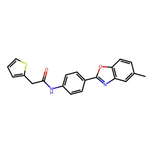 N-[4-(5-methyl-1,3-benzoxazol-2-yl)phenyl]-2-thiophen-2-ylacetamide structure