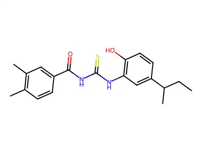 N-{[5-(butan-2-yl)-2-hydroxyphenyl]carbamothioyl}-3,4-dimethylbenzamide structure
