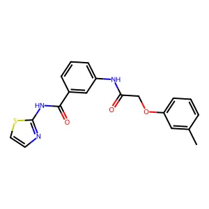 3-[[2-(3-methylphenoxy)acetyl]amino]-N-(1,3-thiazol-2-yl)benzamide structure