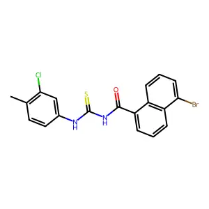 5-bromo-N-[(3-chloro-4-methylphenyl)carbamothioyl]naphthalene-1-carboxamide structure