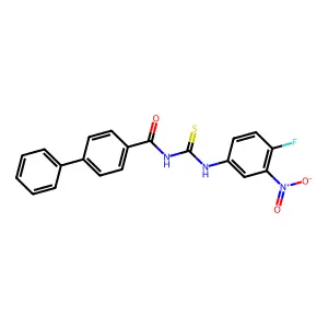 N-[(4-fluoro-3-nitrophenyl)carbamothioyl]-4-phenylbenzamide structure