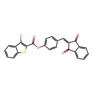 4-[(1,3-dioxo-1,3-dihydro-2H-inden-2-ylidene)methyl]phenyl 3-chloro-1-benzothiophene-2-carboxylate structure