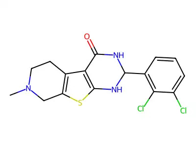 2-(2,3-dichlorophenyl)-7-methyl-2,3,5,6,7,8-hexahydropyrido[4',3':4,5]thieno[2,3-d]pyrimidin-4(1H)-one structure