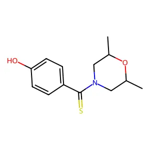 (2,6-Dimethylmorpholin-4-yl)(4-hydroxyphenyl)methanethione structure