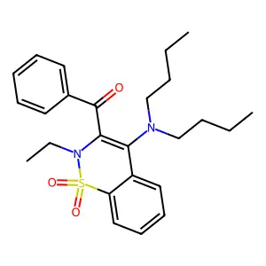[4-(dibutylamino)-2-ethyl-1,1-dioxido-2H-1,2-benzothiazin-3-yl](phenyl)methanone structure