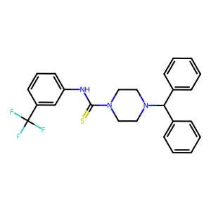 4-benzhydryl-N-[3-(trifluoromethyl)phenyl]piperazine-1-carbothioamide structure