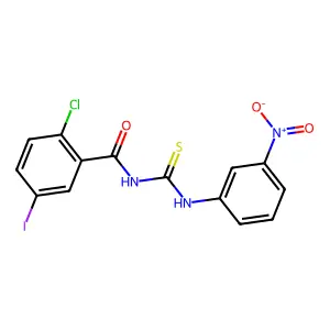 2-chloro-5-iodo-N-[(3-nitrophenyl)carbamothioyl]benzamide structure
