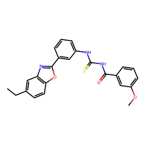 N-[[3-(5-ethyl-1,3-benzoxazol-2-yl)phenyl]carbamothioyl]-3-methoxybenzamide structure