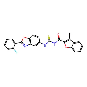 1-[2-(2-FLUOROPHENYL)-1,3-BENZOXAZOL-5-YL]-3-(3-METHYL-1-BENZOFURAN-2-CARBONYL)THIOUREA structure