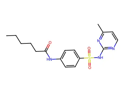 N-{4-[(4-methylpyrimidin-2-yl)sulfamoyl]phenyl}hexanamide structure
