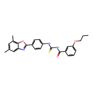 N-[[4-(5,7-dimethyl-1,3-benzoxazol-2-yl)phenyl]carbamothioyl]-3-propoxybenzamide structure