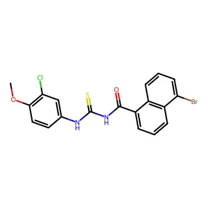 5-bromo-N-[(3-chloro-4-methoxyphenyl)carbamothioyl]naphthalene-1-carboxamide structure