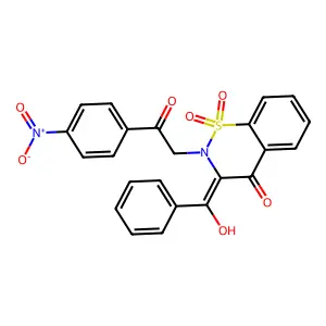 2-(3-benzoyl-4-hydroxy-1,1-dioxido-2H-benzo[e][1,2]thiazin-2-yl)-1-(4-nitrophenyl)ethanone structure