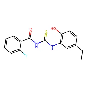 N-[(5-ethyl-2-hydroxyphenyl)carbamothioyl]-2-fluorobenzamide structure