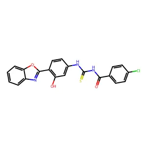 N-{[4-(1,3-benzoxazol-2-yl)-3-hydroxyphenyl]carbamothioyl}-4-chlorobenzamide structure